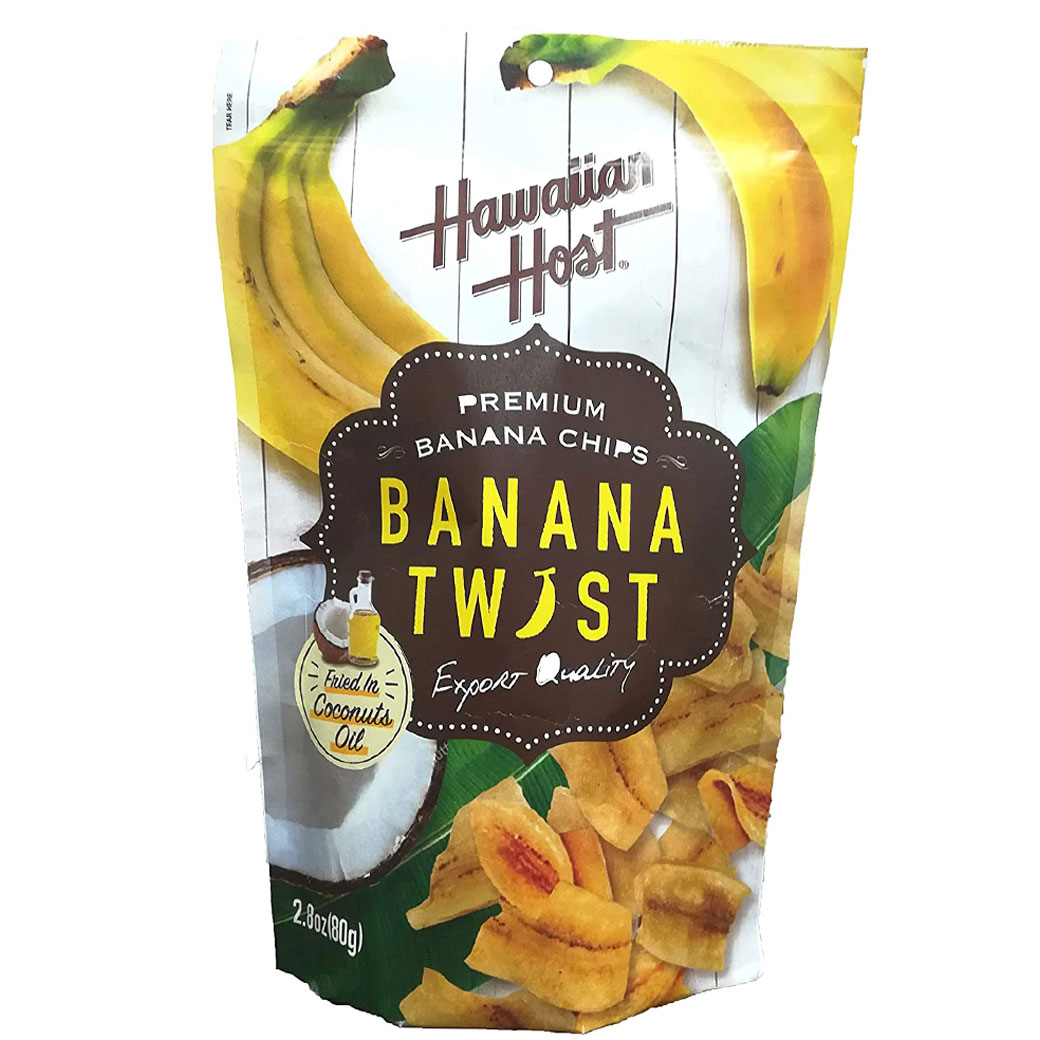 【18日は最大P21倍！クーポン有】 ハワイアンホーストバナナツイスト2.8z 80g Hawaiian Host BANANA TWIST バナナチップス フルーツチップス プレゼント お菓子 ドライフルーツ チップス