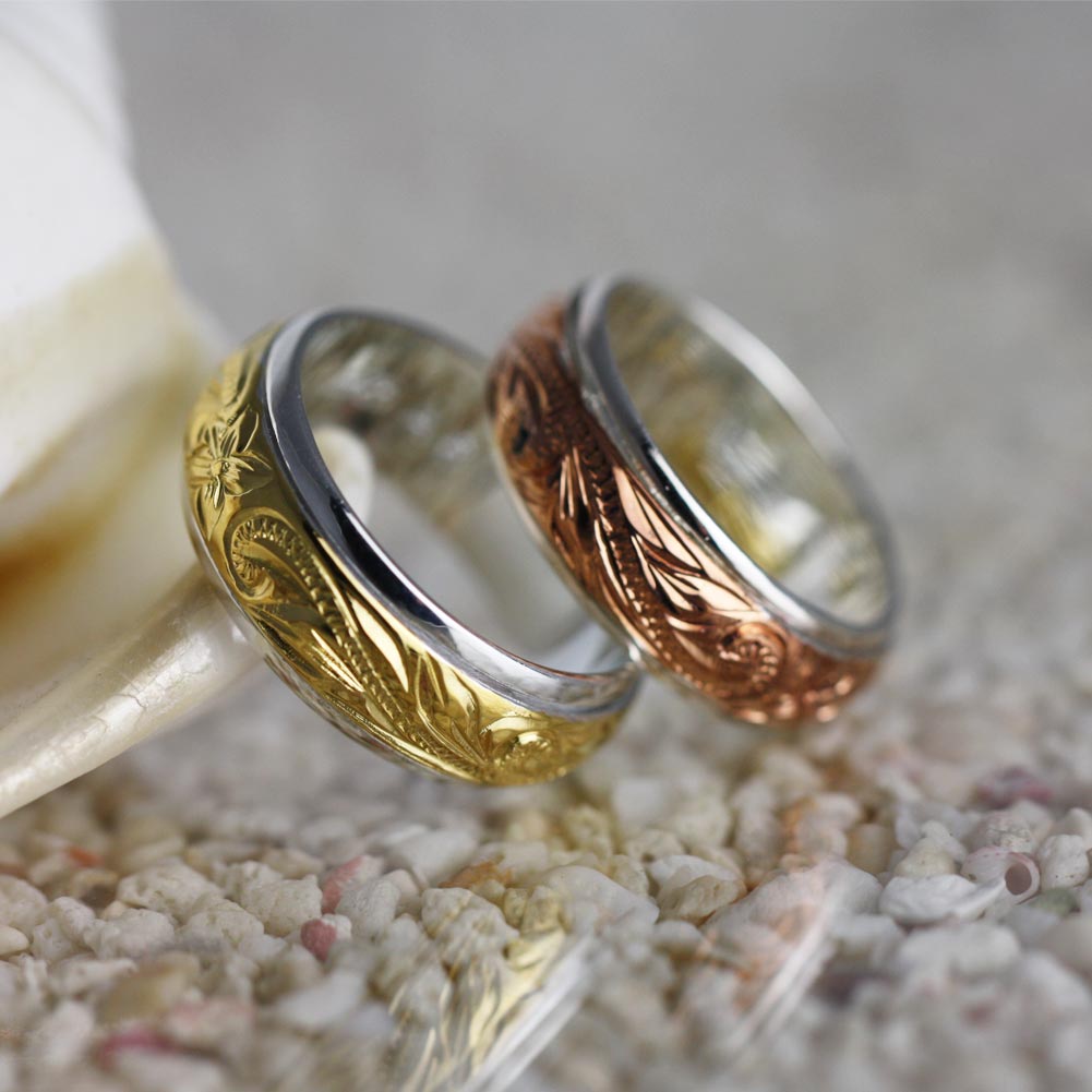 【30日 全商品 ポイント 2倍】 ハワイアンジュエリー リング シルバーリング コンビネーションリング 指輪 スピンリング プルメリア&リーフ プレートリング...