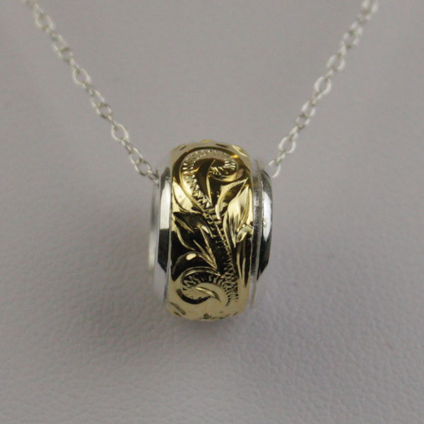 【30日 全商品 ポイント 2倍】 ハワイアンジュエリー シルバーチェーン付きペンダント ミニチューブシルバー×イエローシルバー バレル ハワイアンアクセサリー...