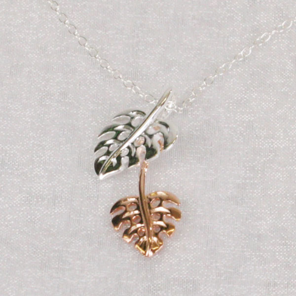 【30日 全商品 ポイント 2倍】 ハワイアンジュエリー シルバーペンダントネックレス モンステラダブルカラー2色 Hawaiianjewely ハワイアンアク...