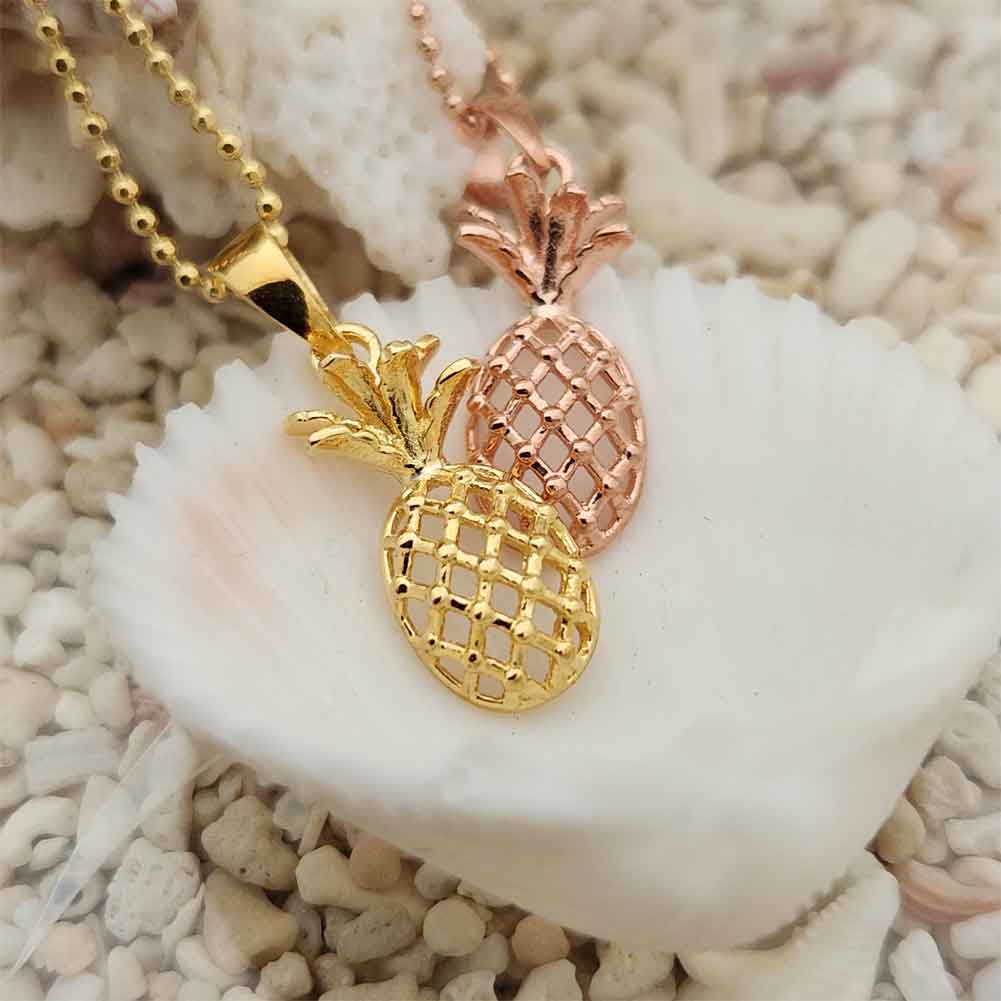 【30日 全商品 ポイント 2倍】 ハワイアンジュエリー ネックレス シルバー パイナップル 透かし ピンク イエロー Hawaiian Jewelry アクセ...