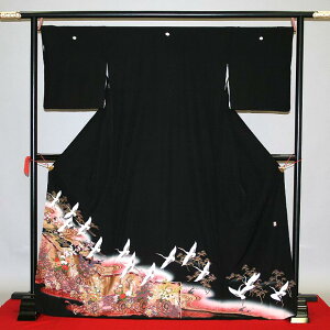 【留袖 レンタル】 【レンタル19点フルセット!肌着(和装)、足袋、腰紐4本、コーリンベルト2本、前板、伊達締メ2本、ボテ(帯枕)、衿芯】レンタル留袖 結婚式 式典に!【レンタル】861 Lサイズ通販