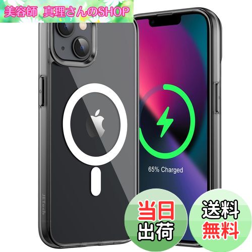 【送料無料】JEDirect iPhone 13 マグネット ケース(6.1インチ用) MagSafe ワイヤレス充電対応 衝撃吸収 バンパーカバー 傷つけ防止 透明バック (ブラック)