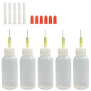 【送料無料】ニードルボトル 30ml 5個 アートボトル 針先接着剤ボトル プラスチックスクイズボトル ヘナタトゥー用精密ボトル グキャップ付き