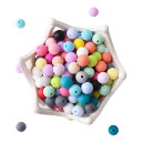【送料無料】Promise Babe シリコンビーズ 混色 15mm/100個 丸いビーズ シリコン製 柔らかい 水洗い 煮沸消毒可能 手芸用品 アクセサリーパーツ 手作り用品