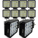 【送料無料】ワークライト Safego 48W LED 作業灯 ワークライト 広角タイプ 16連LED 車外灯 農業機械 ホワイト 6000K 12V-24V対応 10個入