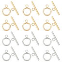 【送料無料】PH PandaHall マンテル パーツ マンテルリング 接続金具 12個セット 2色 304ステンレス 留め具 Tバー付き トグル クラスプ ジュエリー用 アクセサリーパーツ ネックレス・ブレスレットなど 手作り素材 手芸用品