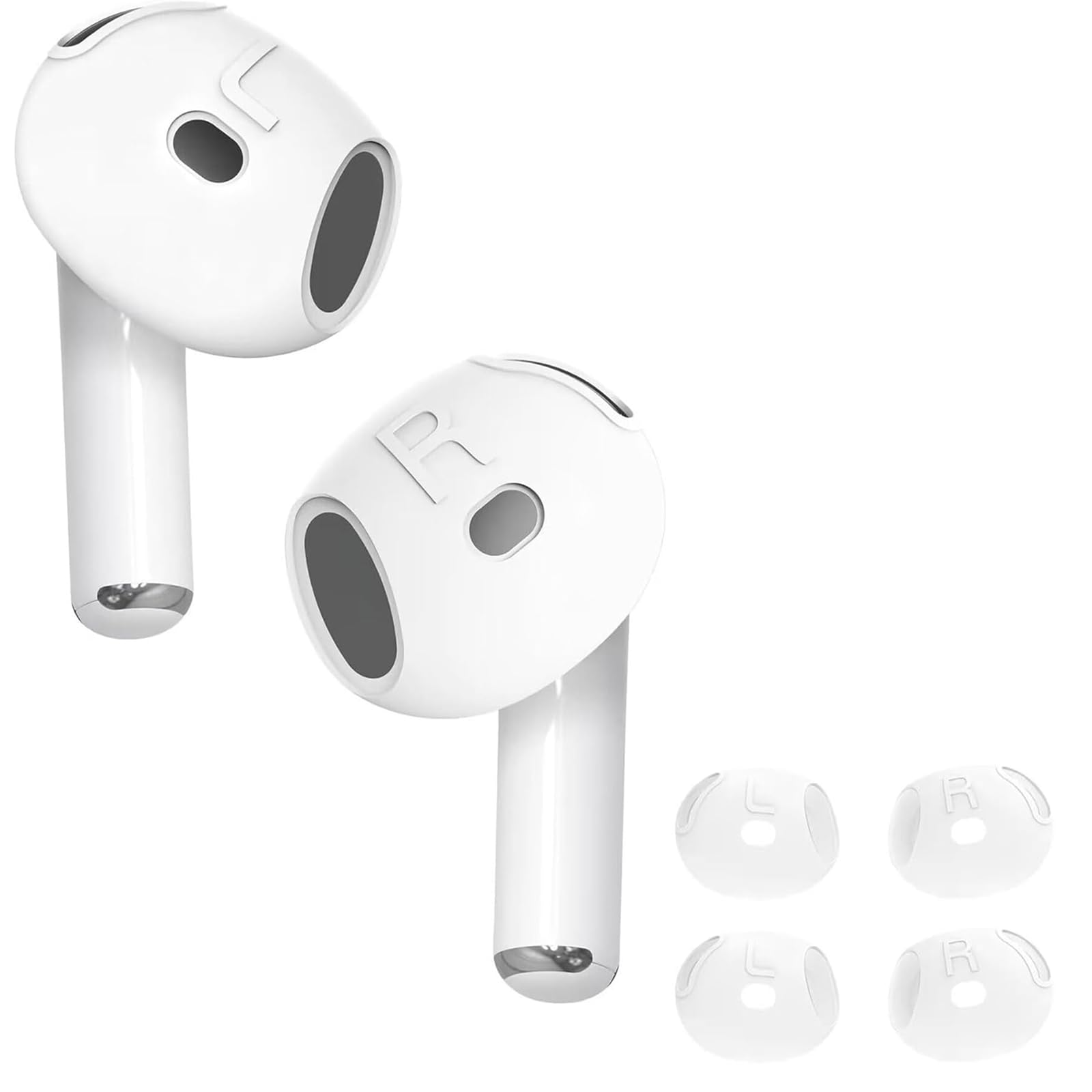 【4個入り】Mosasa For AirPods 4 イヤホン カバー イヤーピース シリコーン製 イヤホン カバー 落ち防止イヤーピー 分離可能 遮音性 フィット感 脱落防止 AirPods 第4世代 カバー (ホワイト)