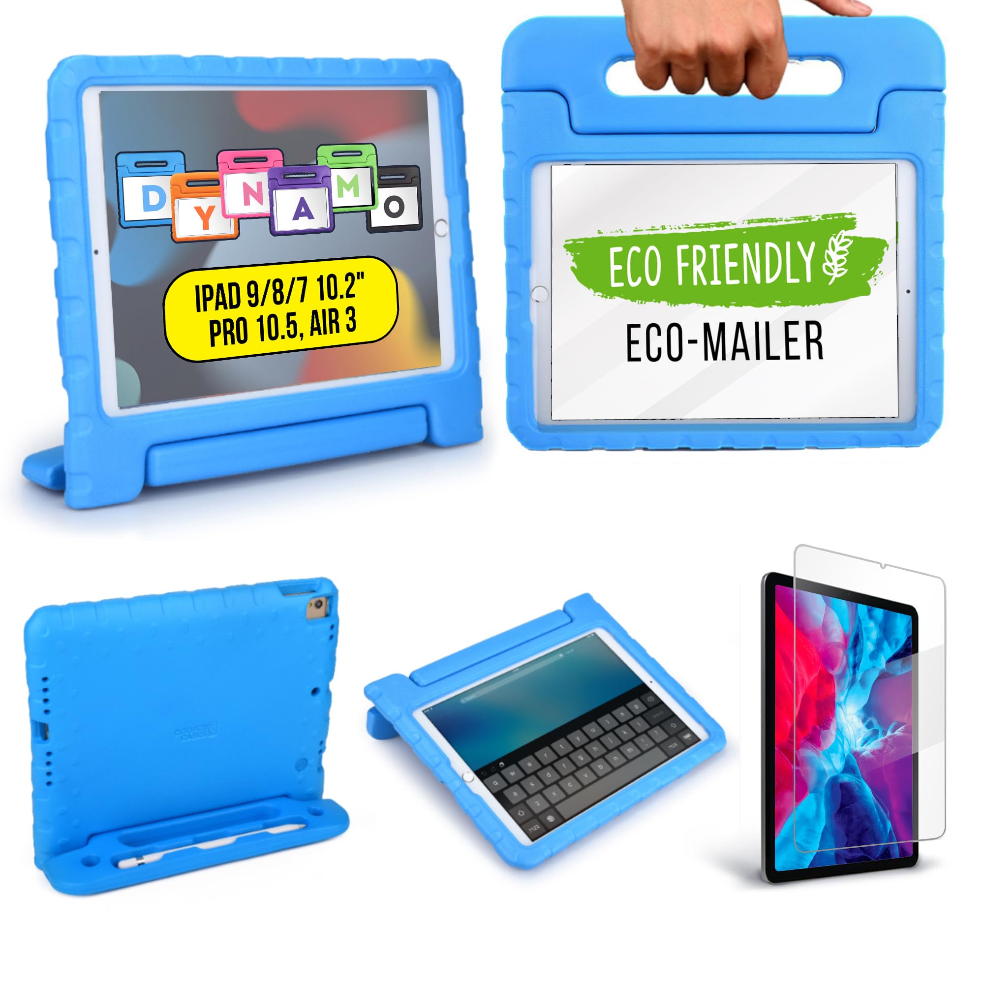 楽天美容師真理さんのSHOP【送料無料】Cooper Cases DYNAMO ペンシル収納ホルダー付き 耐衝撃 ケース 【 iPad 10.2 第9世代 / 第8世代 / 第7世代 / Air 10.5 2019 第3世代 / Pro 10.5 】 子供 キッズ 軽量 EVA ハンドル （ブルー）