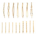 【送料無料】Frcolor ヘアピン ゴールド スリーピン パール ぱっちん留め 前髪 ヘアクリップ ヘアアクセサリー 金 おしゃれ 17本セット(ランダムに混...