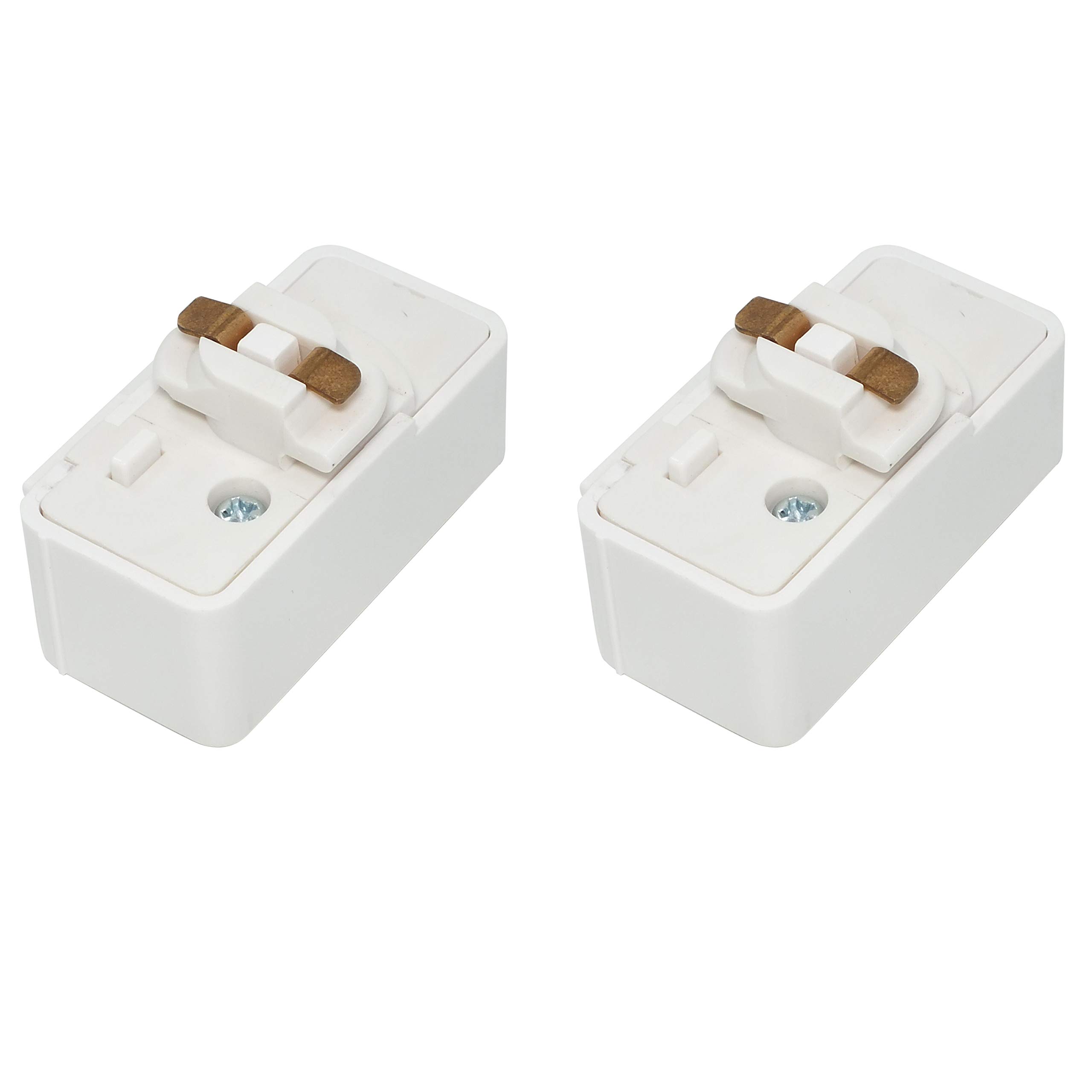 【送料無料】配線ダクトレール用プラグ 引掛けシーリング 工事不要 簡単取付け スライドコンセント コード吊りペンダントライト シーリングライト ライティングバー 角型引掛けシーリングボディ ロック付キ ミルクホワイト（白い2個入り)