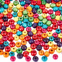 【送料無料】PH PandaHall 約200個セット ミックス ウッドビーズ カラフル 丸型 ビーズ 手作り用品 DIY用 パーツ 混合色 7~8mm