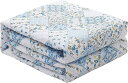 【送料無料】JEMA キルトケット マルチカバー ベッドカバー ソファカバー 水洗いキルト リバーシブル 四季通用 約130X190cm ブルー チエック柄