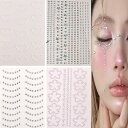 【送料無料】SensaBliss ラインストーンフェイスシール 顔 シール 4枚 3D クリスタル ラインストーンステッカー ストーンシール フェイスストーン 顔に貼るシール ムーンストーンステッカー 涙メイク 星 花 パール 光る ダイヤモンド デコパーツ キラキラ 自己吸着式で接着剤