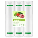 【送料無料】Gokilife 真空パック袋 真空パックロール 28*600cm 3本セット - 真空パック機専用ロール 替えロール 真空ビニール エンボス加工 真空包装袋 専用抗菌袋 脱気密封 鮮度長持ち 食品保存 低温調理 PA+PE安全素材 自由にカット 家庭用 業務用