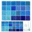 【送料無料】PH PandaHall 24000個 ビーズ手芸 2mm ガラス製 シードビーズ ブルー ガラスビーズ 夏のブレスレット 小さなクラフトビーズ 24色の青 丸形 DIY用品 クラフト 手芸用品 ジュエリー用 アクセサリーパーツ