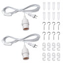 【送料無料】DiCUNO コード付きソケット E26 電球ソケット コンセント 吊り下げスイッチ付き 4m ホワイト オシャレ 2個セット