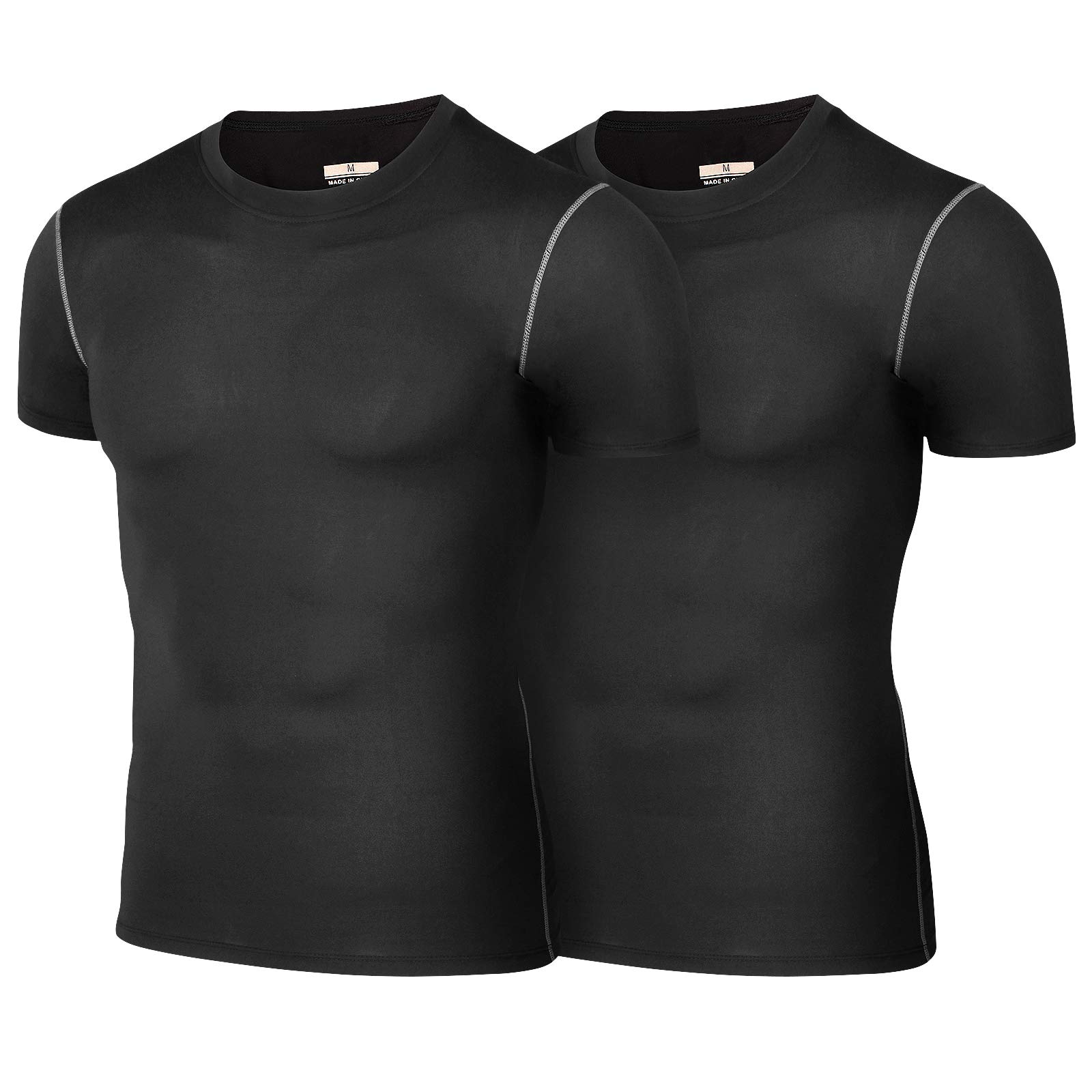 【送料無料】sillictor コンプレッション トップス メンズ 半袖 パワーストレッチ アンダー シャツ スポーツ ウェア tシャツ [UVカット + 吸汗速乾] 321blk*2 M