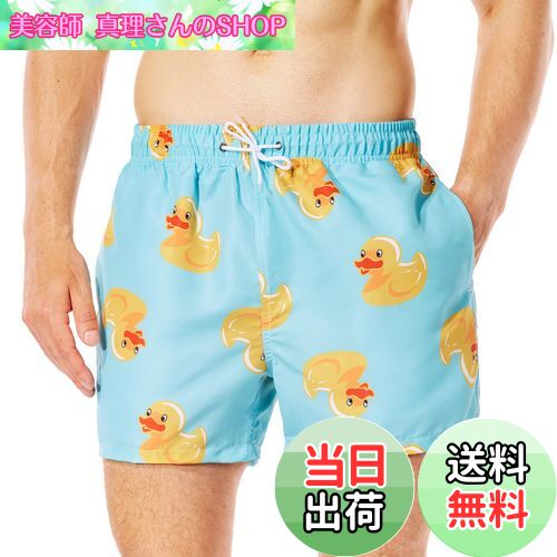 【送料無料】[SUNDAY ROSE] 水着 メンズ 海水パンツ サーフパンツ インナー付き 無地 速乾 海パン 水陸両用パンツ 男性用水着 おしゃれ ショートパンツ スイムウェア 大きいサイズ 海外旅行 夏 色：小さいアヒル、サイズ：L