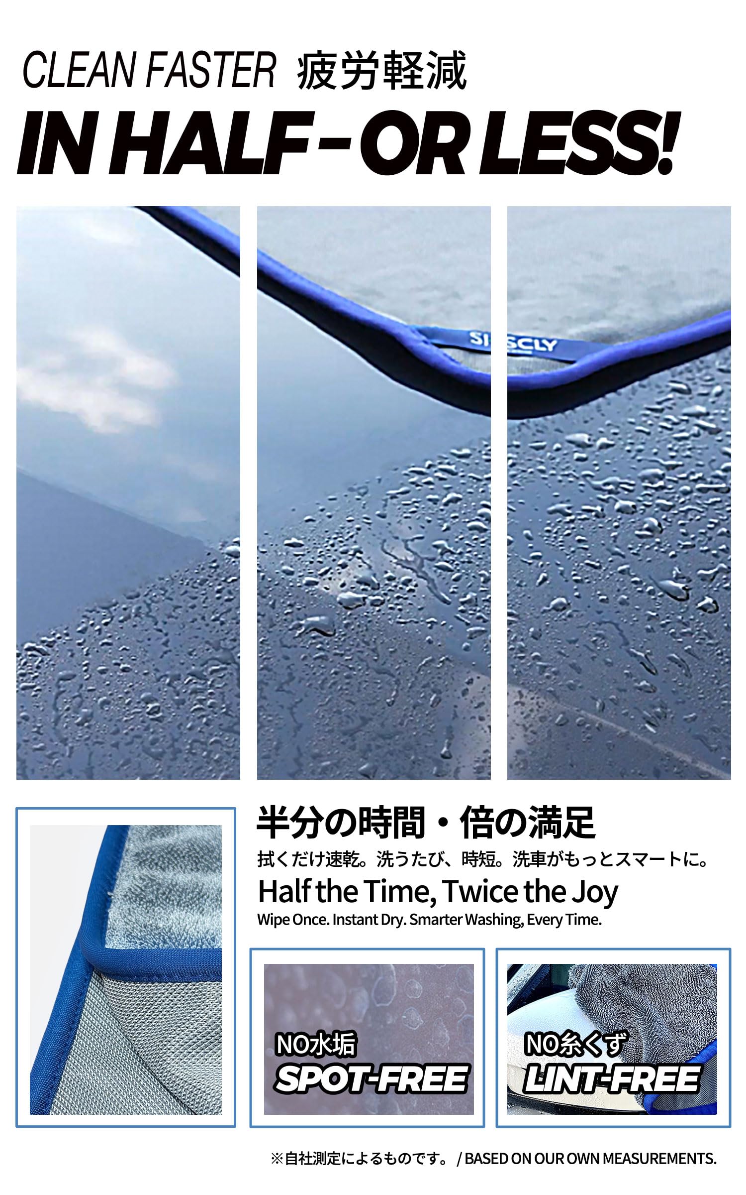 【送料無料】SHSCLY マイクロファイバー洗車タオル 超吸水クリーニング拭き上げ専...