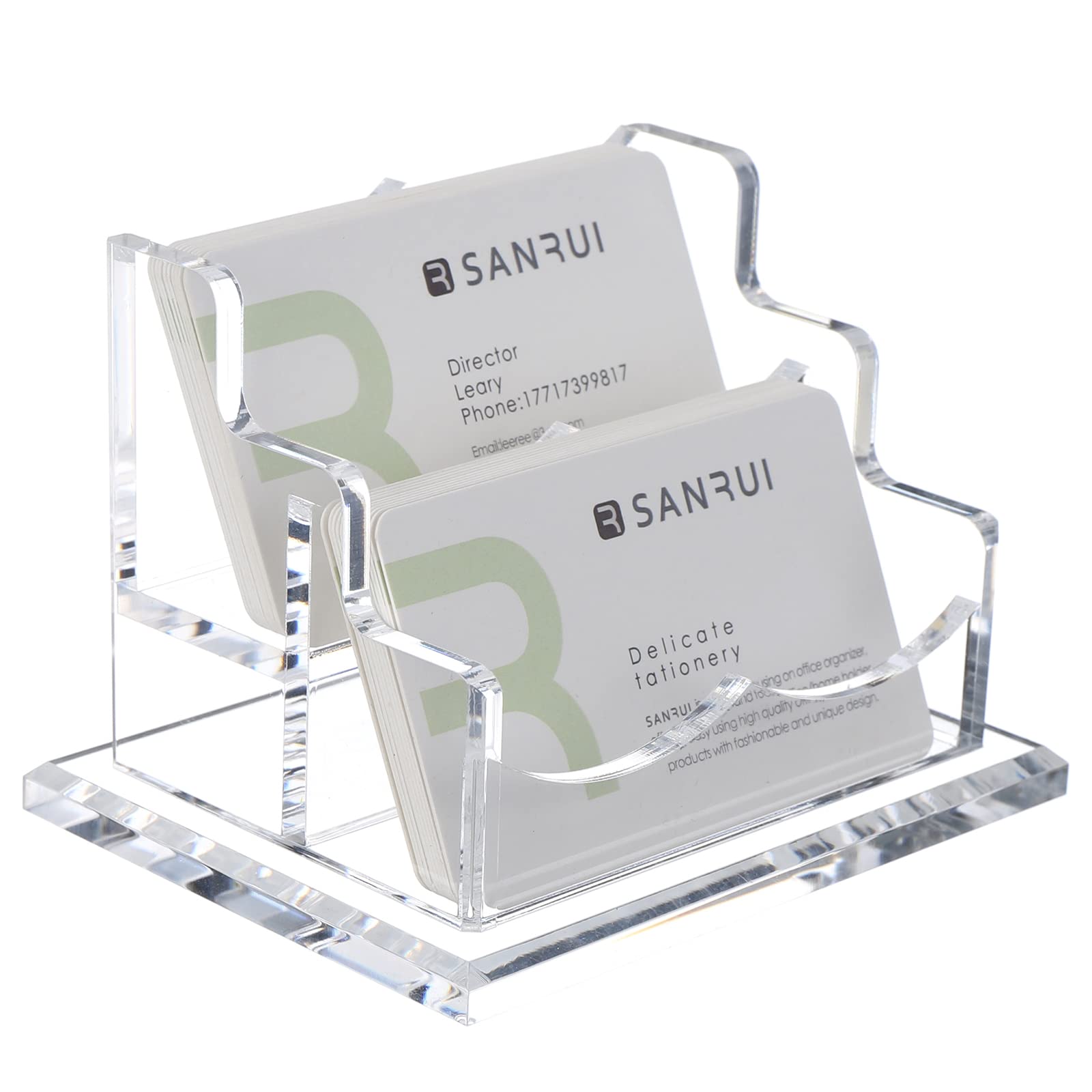 乐天商城 - 【送料無料】SANRUI アクリル 名刺スタンド 名刺立て カードホルダー 整理箱 横型 2段