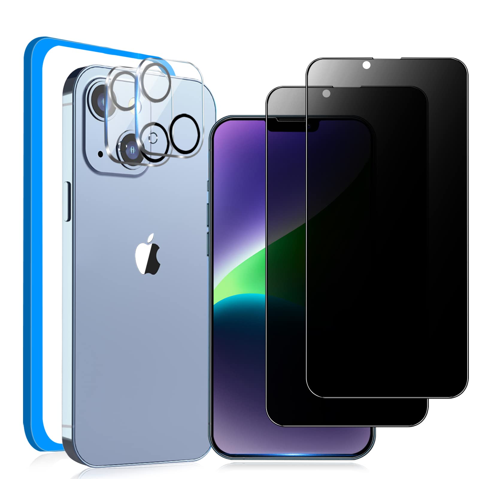 樂天商城 - 【送料無料】MINIKA【覗き見防止】対応 iPhone 14 ガラスフィルム のぞき見防止［2枚］iphone 14 用の カメラフィルム［2枚］対応 いPhone 14 のぞき見防止フィルム 対応 アイフォン 14 保護フィルム のんき見防止 対応 iPhone14 用 フィルム 覗き見 【6.1インチ/ガイド
