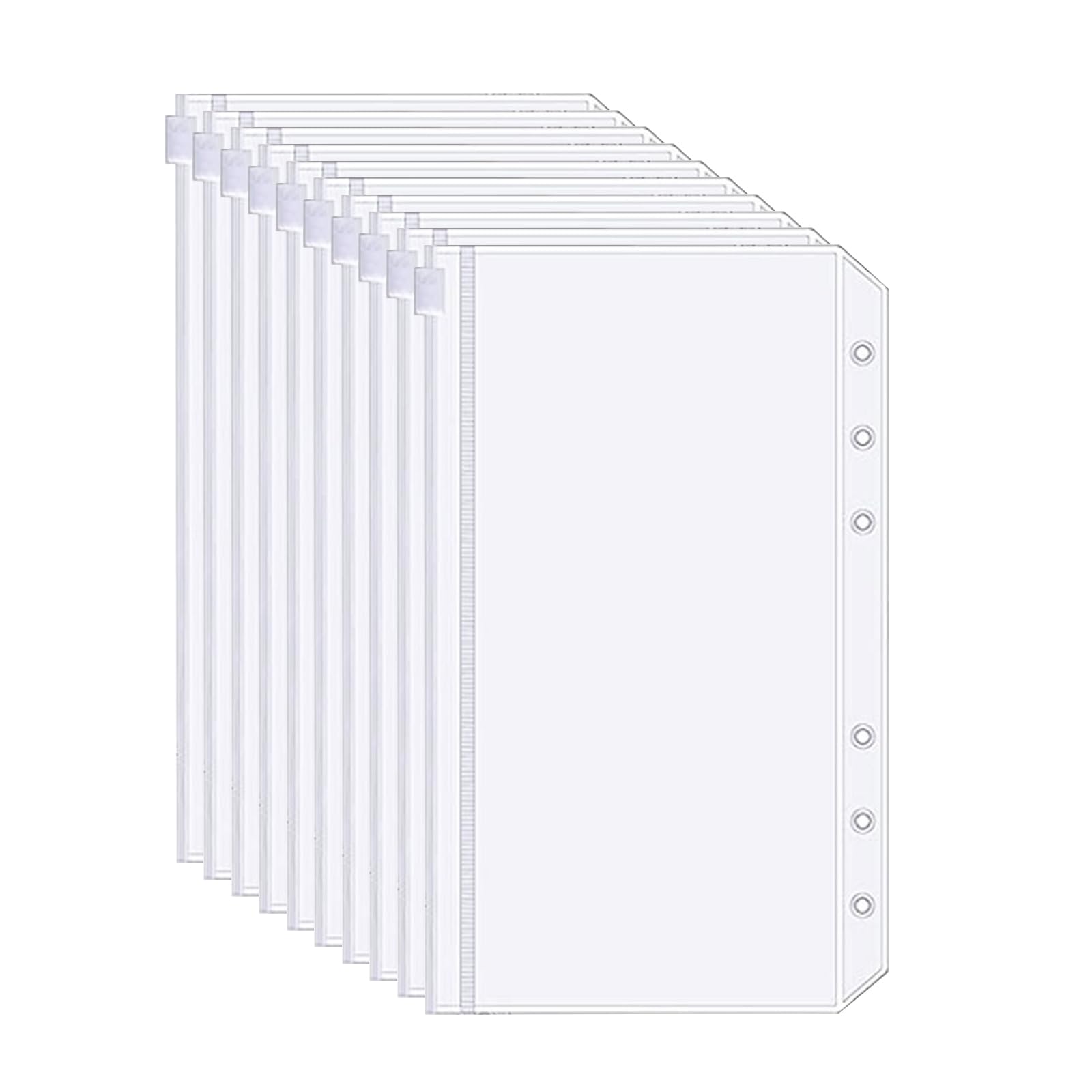 乐天商城 - 【送料無料】YFFSFDC バインダーポケット 10個セット A5サイズ 6 穴ジッパーフォルダー システム手帳リフィル ファスナー ルーズリーフ PVC 防水 半透明 多功能 文房具 手帳用リフィル