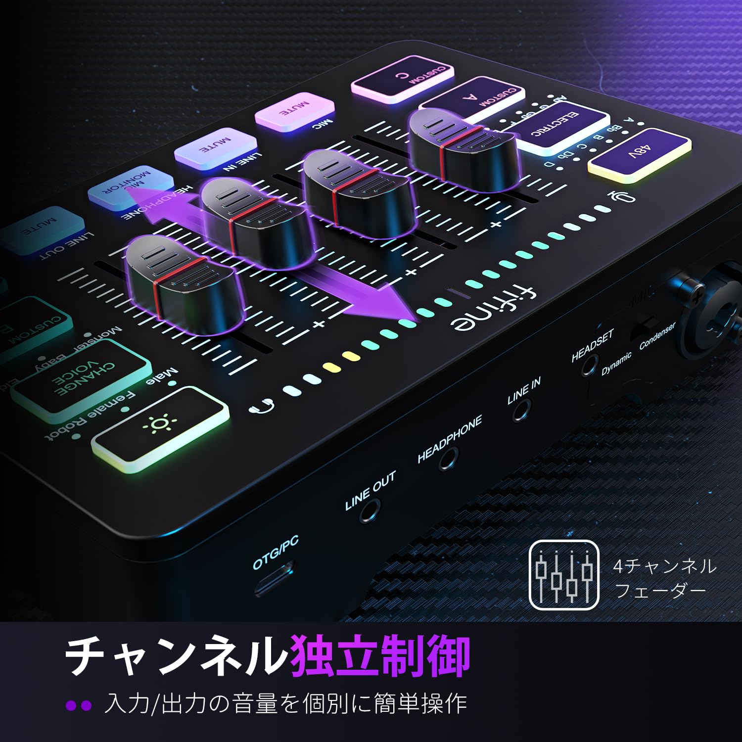 【送料無料】FIFINE ゲーミングオーディオミキサー オーディオインターフェース PC/PS4/PS5対応 ゲーム用オーディオミキサー ポッドキャスト ミキサー RGB機能付き ボイスチェンジャーボタン カスタム効果音 配信 実況 XLR接続 FIFINE AmpliGame SC3 marisannnoshop-10176648 美容師真理さんのSHOP サンプル画像2