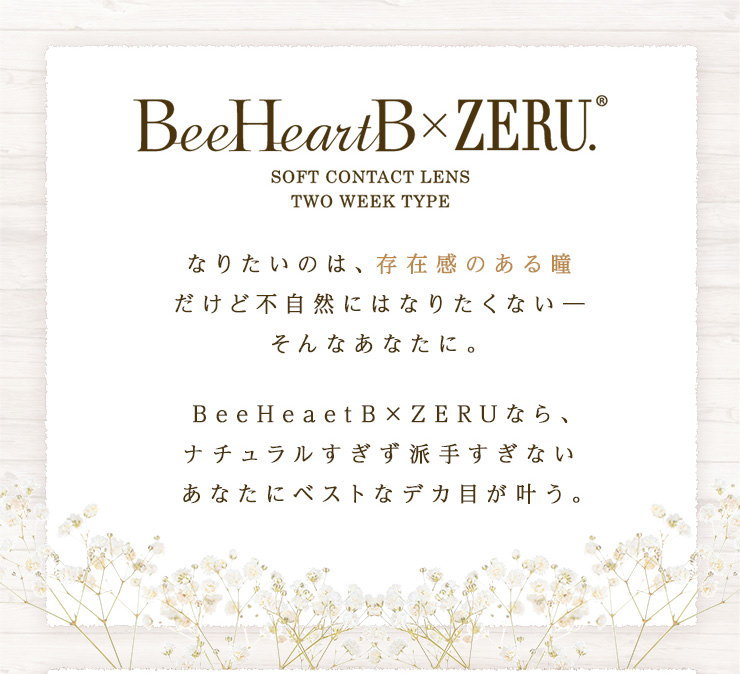 【2箱セット】カラコン 2week BeeHeartB × ZERU． 1箱6枚 Bee Heart B 2week by ZERU. 度あり 度なし UV モイスト 14.0mm 14.3mm 2週間 2ウィーク カラーコンタクト 低含水