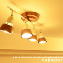 【Harmony：ハーモニー】remote ceiling lamp(ストレート) 4灯スポットライトシーリングライト｜リモコン付｜点灯切替｜エコ｜省エネ｜AW-0321｜電球型蛍光灯｜照明｜ライト｜リビング用｜寝室｜LED電球対応｜おしゃれ｜間接照明 (PX10