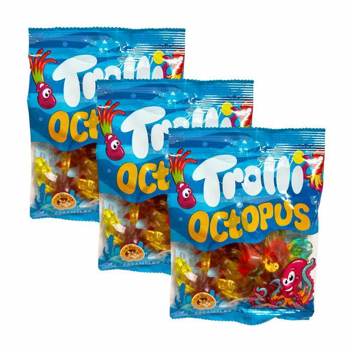 【送料無料 3袋】グミ トローリ Trolli オクトパス セット (100g x3) グミキャンディ 子供向けおやつ お菓子 海外グミ ストロベリー味 送料無料 買いまわり グミマニア