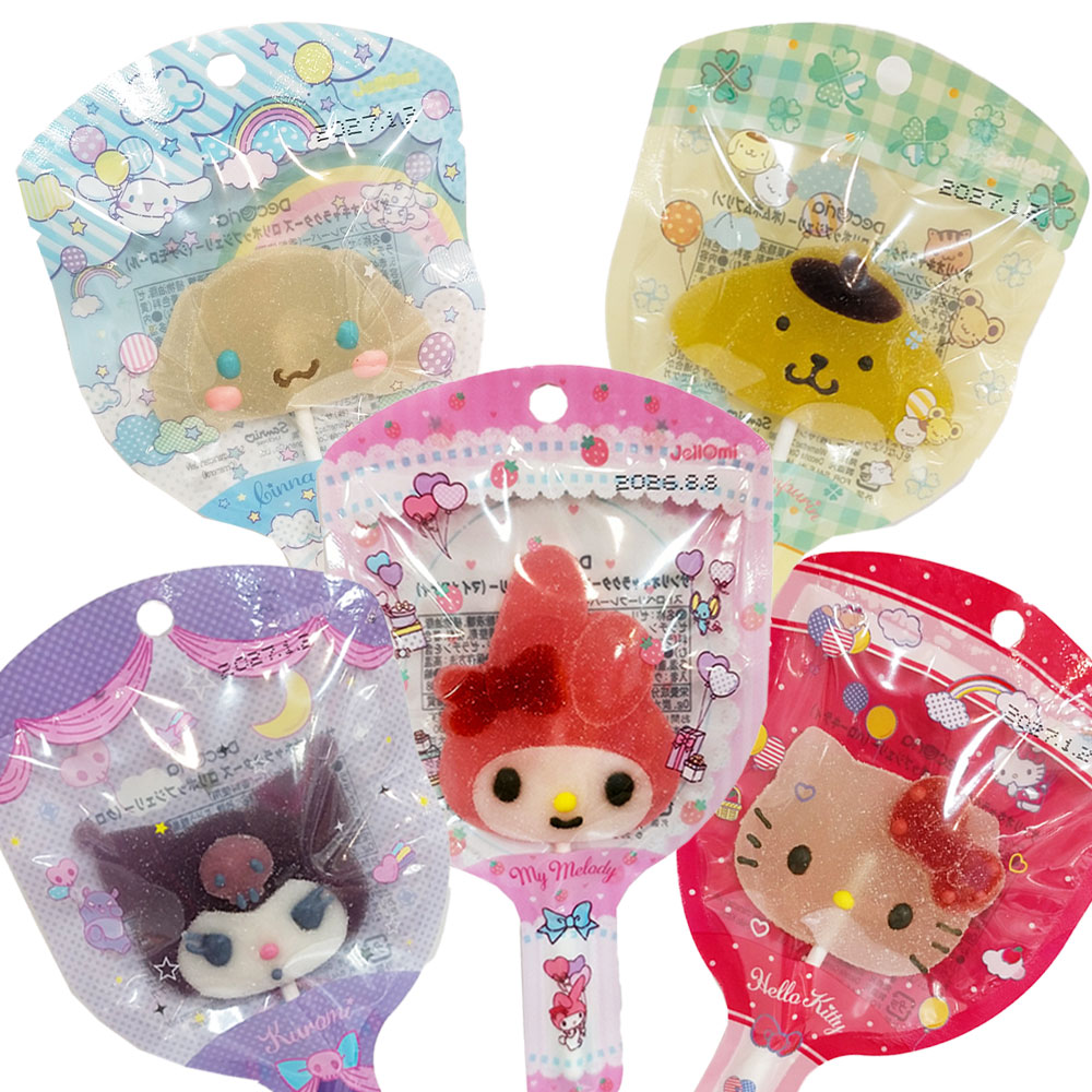 【送料無料】【選べる種類】Wismettacフーズ デコリアサンリオキャラクターズ ロリポップジェリー 【2本】ハローキティ（ライムフレーバー）マイメロディ (ストロベリー）クロミ（グレープ） ポムポムプリン（オレンジ） ロリポップ ジェリー