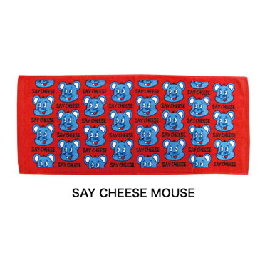 タオル コットン100％ プリント ロングタオル フェイスタオル スポーツ マウス ネズミ mouse （ SAY CHEESE MOUSE ） オクタニ 34×80cm かわいい ユニーク カラフル 子供 学生 イラスト おもしろ雑貨 おもしろグッズ フェス