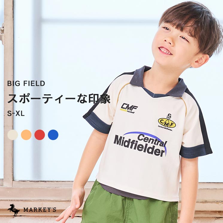 サッカーゲームシャツ マーキーズ 子供服 キッズ ベビー 男の子 女の子 トップス シャツ 半袖 2024SS 【メール便対象】