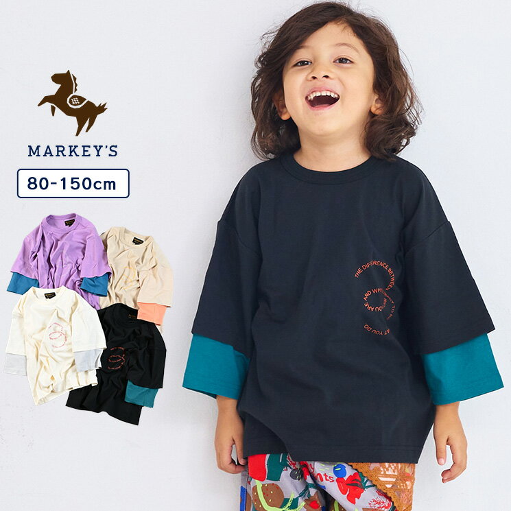 レイヤードロンティーマーキーズ 子供服 綿100% キッズ ベビー 男の子 女の子 トップス Tシャツ 長袖 プリント 2025AW 【メール便対象／日時指定不可】pickup02のサムネイル