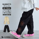 【SALE/30%OFF】【親子お揃い】ツイルフラワーカットバギーパンツ(90~150cm)マーキーズ 子供服 綿100% キッズ ベビー 男の子 女の子 ボトムス ロングパンツ 花 リンクコーデ 2025SS