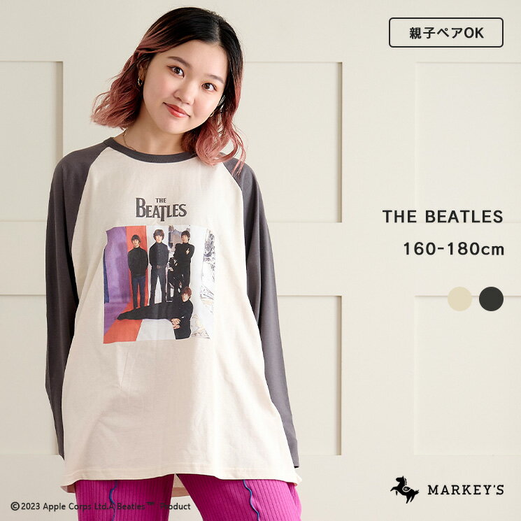 【親子お揃い】【別注】BEATLES ラグランロンT（160～180cm） BEATLES ビートルズ マーキーズ 子供服 キッズ ベビー 男の子 女の子 大人 レディース メンズ トップス 長袖 2023AWのサムネイル