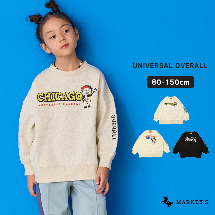 【MORE SALE／50%OFF】【別注】UNIVERSAL OVERALL プリントトレーナー マーキーズ ユニバーサルオーバーオール 子供服 キッズ ベビー 男の子 女の子 トップス 長袖 トレーナー スウェット 2024AWのサムネイル
