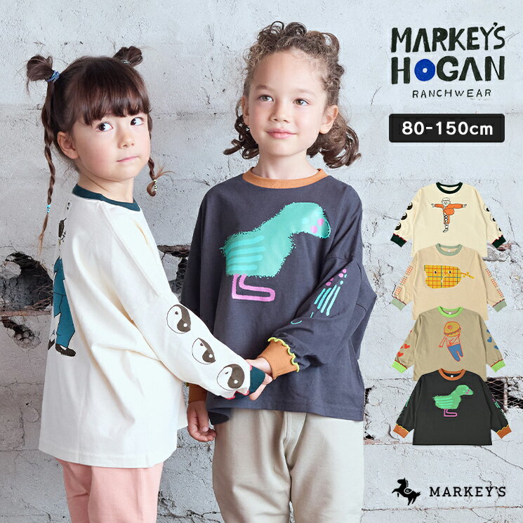 袖リブビッグロンT （80〜150cm） マーキーズ 子供服 キッズ ベビー 男の子 女の子 トップス 長袖 Tシャツ メロウ かわいい イラスト 陰陽 2024AWのサムネイル