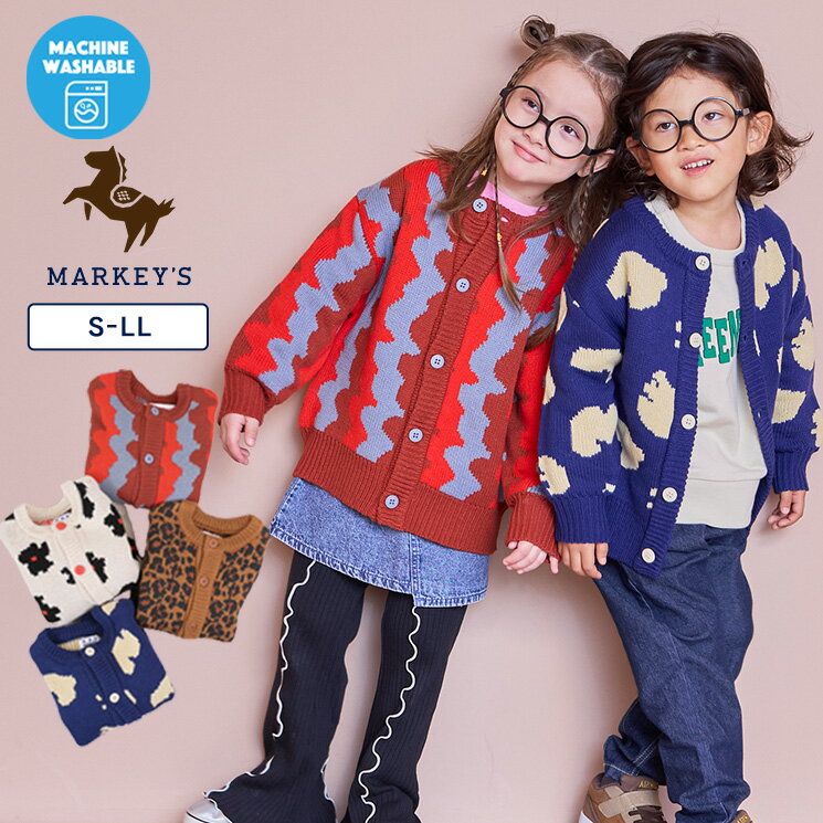 ※一部クーポン対象外※【マシンウォッシャブル】Wジャガードニットカーディガン（S-LL）子供服 キッズ ベビー 女の子 男の子 トップス 長袖 セーター 2025AWのサムネイル