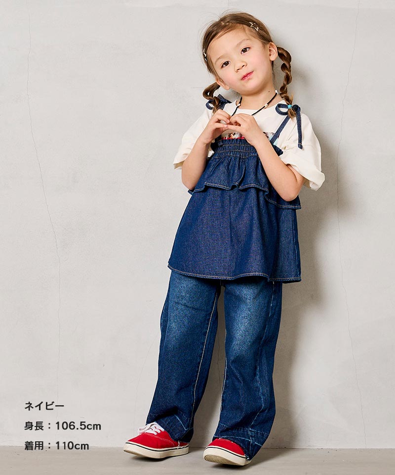 【COTTON from U.S.A】デニムキャミチュニック マーキーズ 子供服 キッズ ベビー 女の子 トップス キャミソール チュニック 2024SS 2