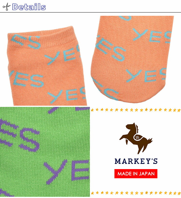 yes ソックス MARKEY'S マーキーズ 日本製 23cm 24cm 25cm レディース リンクコーデ 親子コーデ お揃い オリジナルイラスト デイリー 靴下 滑り止め ギフト