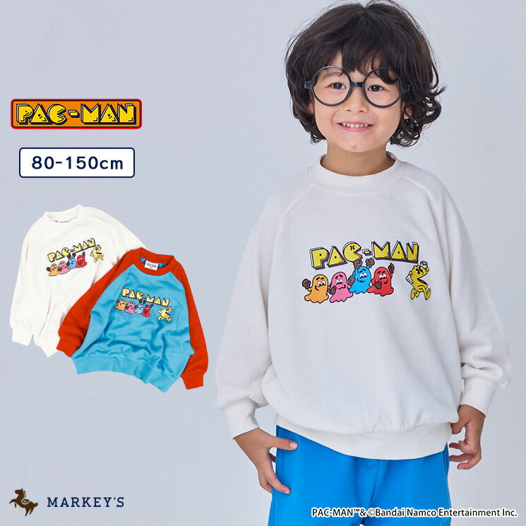 【別注】PAC-MAN レトロプリントトレーナー マーキーズ 子供服 キッズ ベビー 男の子 女の子 トップス 長袖 スウェット ゲーム 2025AW