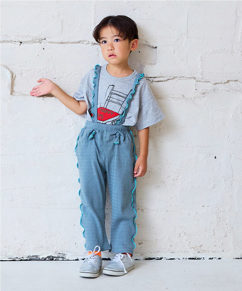 ツイストリブ2wayサロペット キッズ ロングパンツ 子供服 男の子 女の子 ベビー｜...