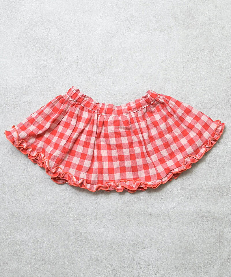 【親子お揃い】ギンガムフリルスカート（M:110-120/L:130-140）子供服 大人 キッズ ベビー 綿100% 女の子 ボトムス スカート ギンガムチェック 2026SS 3