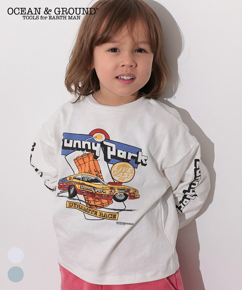 Rakuten - レーシングカープリントロンT　オーシャンアンドグラウンド 子供服 キッズ ベビー 男の子 女の子 トップス 長袖 ロンティー 袖リブ 車 レーシングカー レーサー 2026SS【メール便対象／日時指定不可】