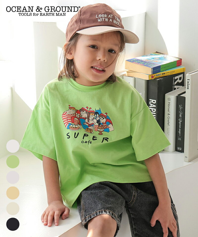 FUN! FUN! FUN!プリントTシャツ (80-140cm) オーシャンアンドグラウンド 子供服 キッズ ベビー 男の子 女の子 トップス 半袖 パロディTシャツ 2026SS【メール便対象／日時指定不可】