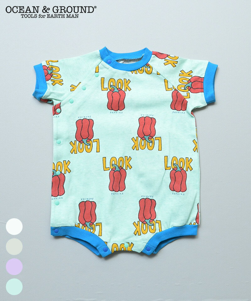 Rakuten - 【綿100％】Keiki POP ロンパス(70-80cm) ocean&ground オーシャンアンドグラウンド 子供服 綿100% キッズ ベビー 男の子 女の子 カバーオール ロンパース 半袖 2025SS【メール便対象／日時指定不可】