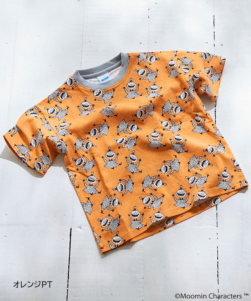 【スーパーセール限定半額】9/11am1:59〆【別注】MOOMIN 総柄プリントTee プリントTシャツ 綿100％ キッズ ベビー 子供服 半袖 キャラT ムーミン コラボ 北欧 2026SS【メール便対象／日時指定不可】