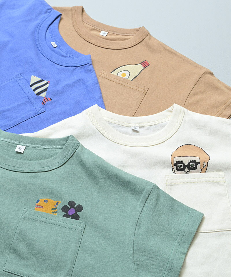 【SALE／50%OFF】【親子お揃い】ポケットひょっこりTシャツ（XS〜LL）綿100％ プリ...